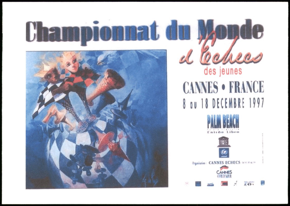 zoom: Image side vintage Postcard from 2007: Schach (Chess) Motivkarte Championnat du Monde CANNES FRANCE::