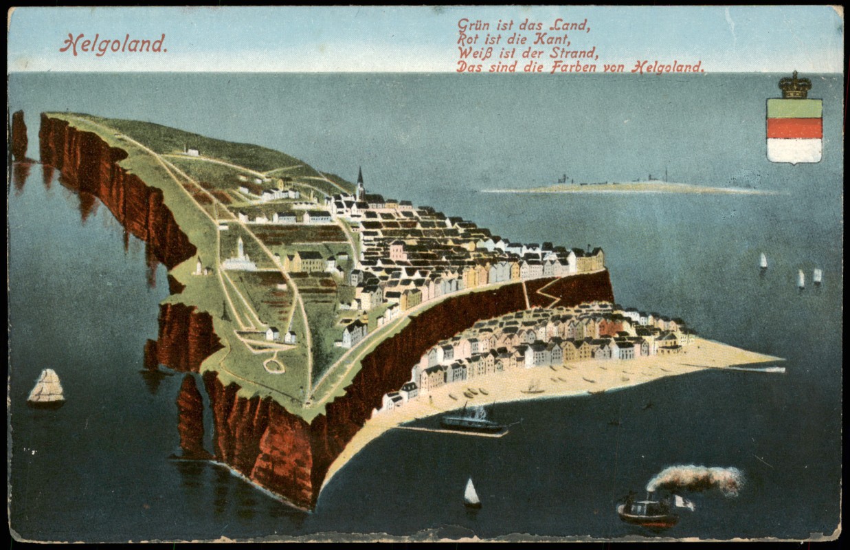zoom: Image side vintage Postcard from 1910: Umland-Ansicht aus der Gesamtschau:: Heligoland