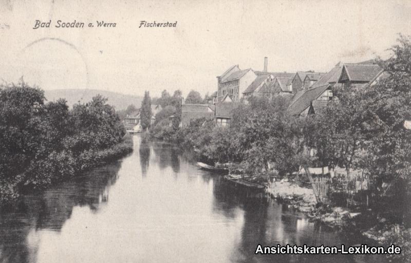 zoom: Image side vintage Postcard from 1914: Fischerstad:: Bad Sooden-Bad Sooden-Allendorf