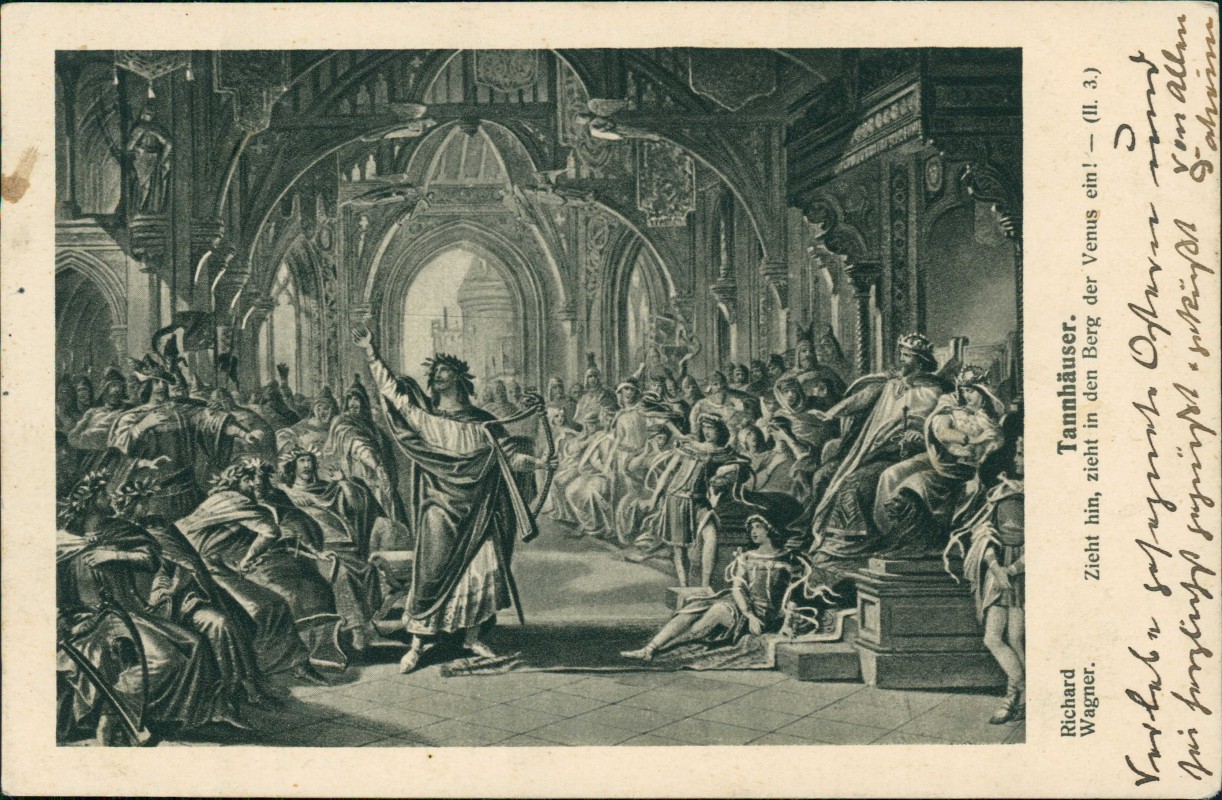 vergrößern: Bildseite historische Ansichtskarte von 1916: Künstlerkarte "Tannhäuser" (Richard Wagner)::