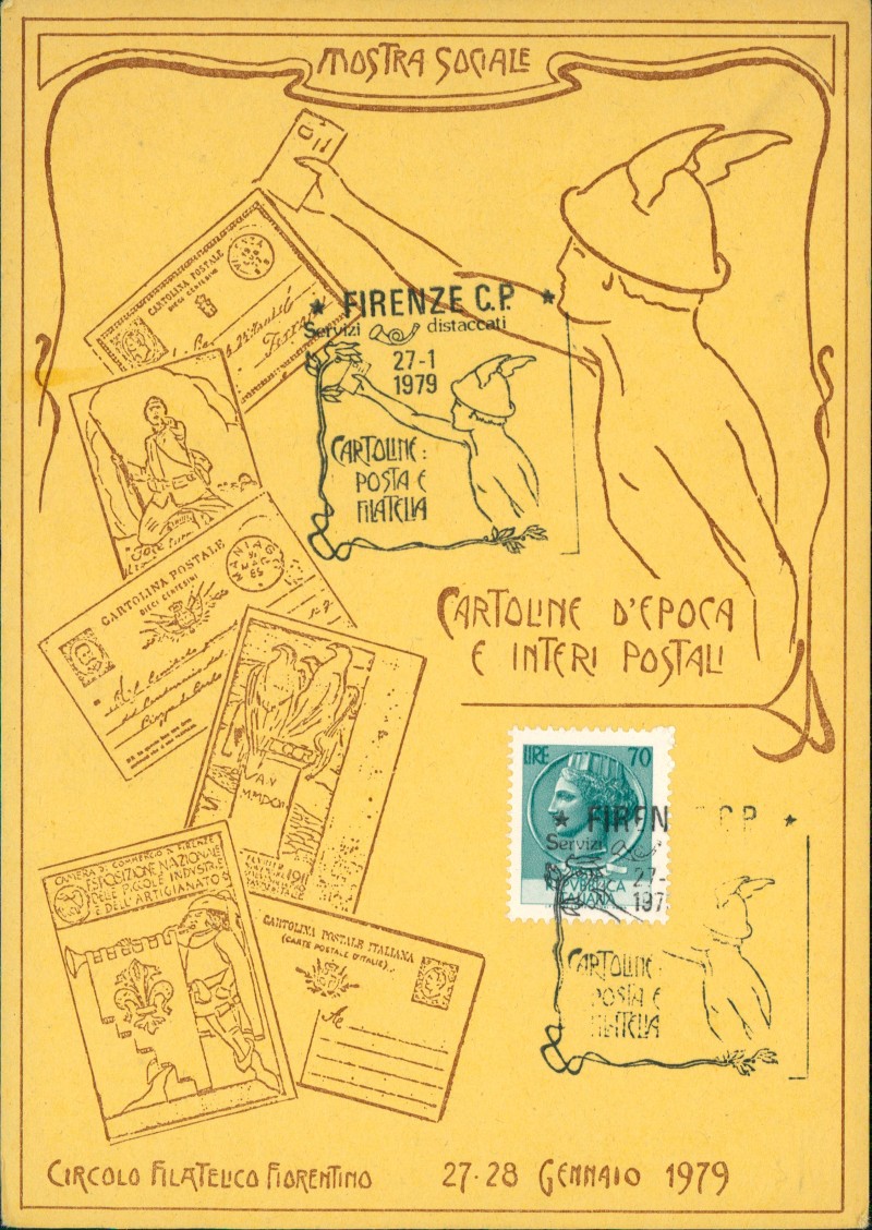 zoom: Image side vintage Postcard from 1979: CIRCOLO FILATELCO FIORENTINO Florenz Firenze::