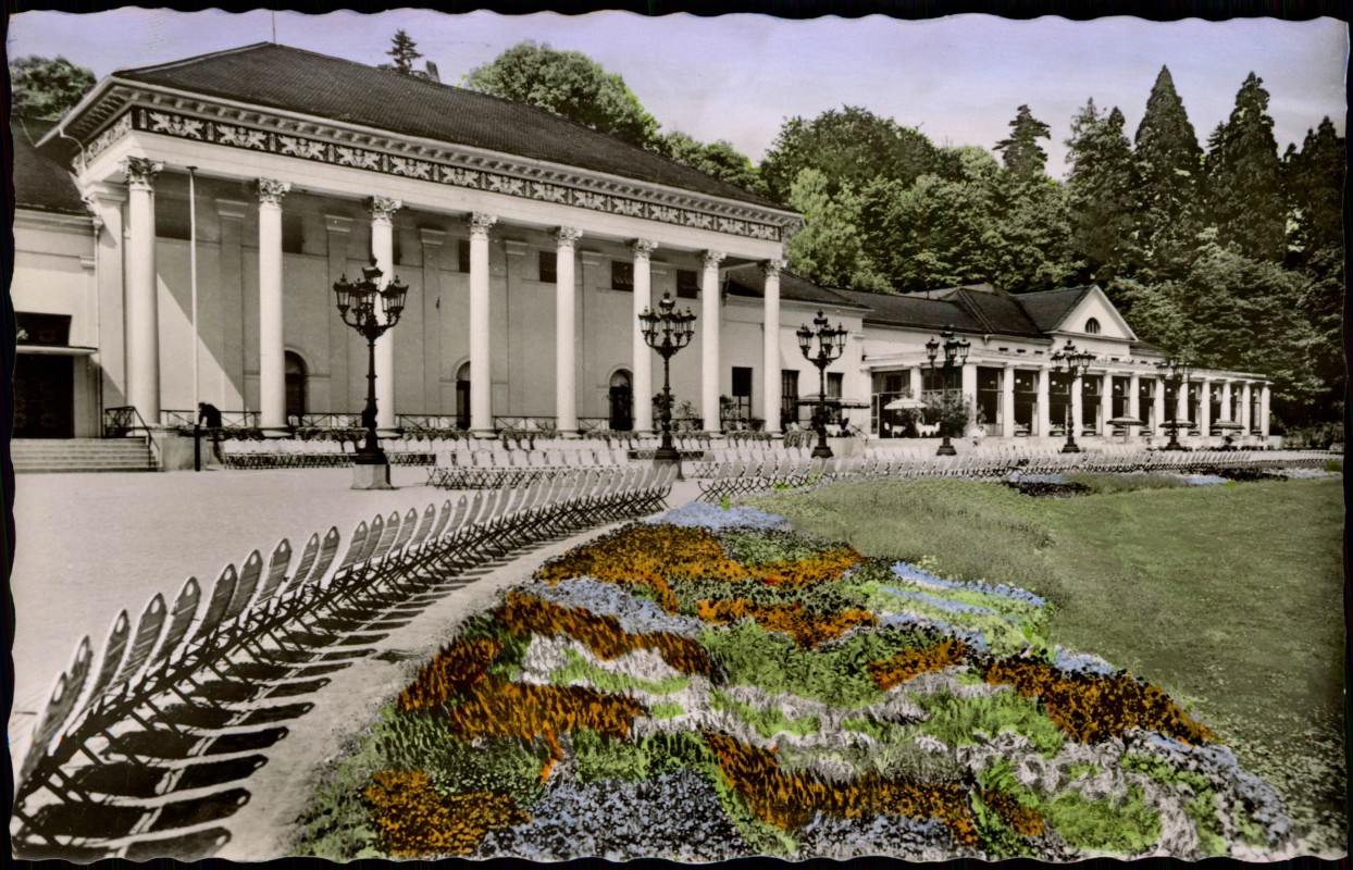vergrößern: Bildseite historische Ansichtskarte von 1955: Kurhaus Colorfotokarte:: Baden-Baden