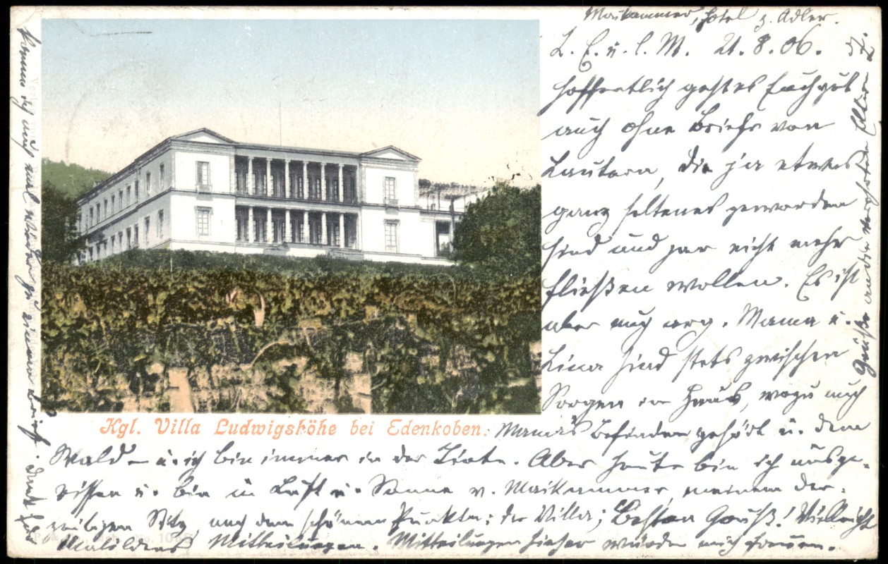 zoom: Image side vintage Postcard from 1906: Villa Ludwigshöhe:: Edenkoben