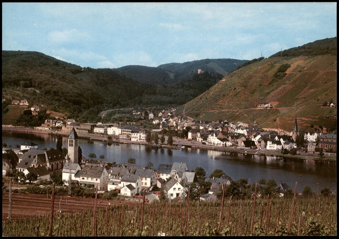 vergrößern: Bildseite historische Ansichtskarte von 1981: Stadt mit Burg Arras:: Alf (Mosel)