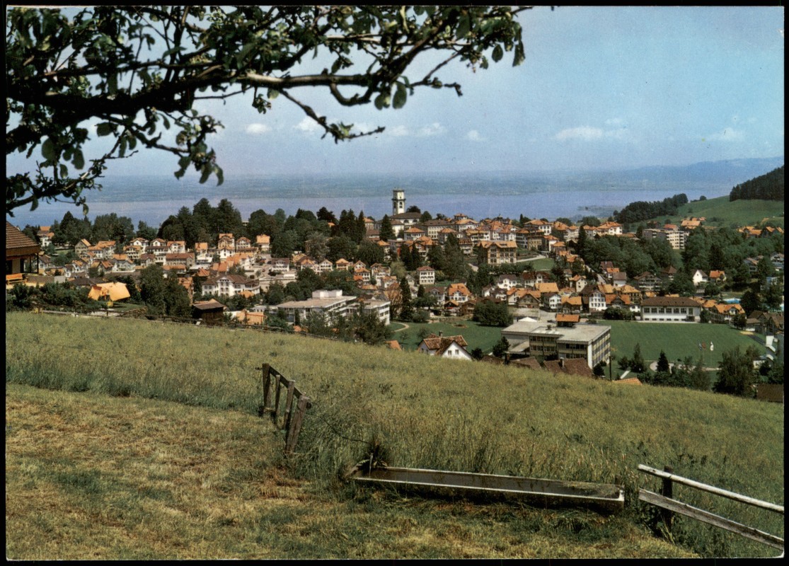zoom: Image side vintage Postcard from 1990: Panorama-Ansicht Blick zum Bodensee:: Heiden (Bodensee)