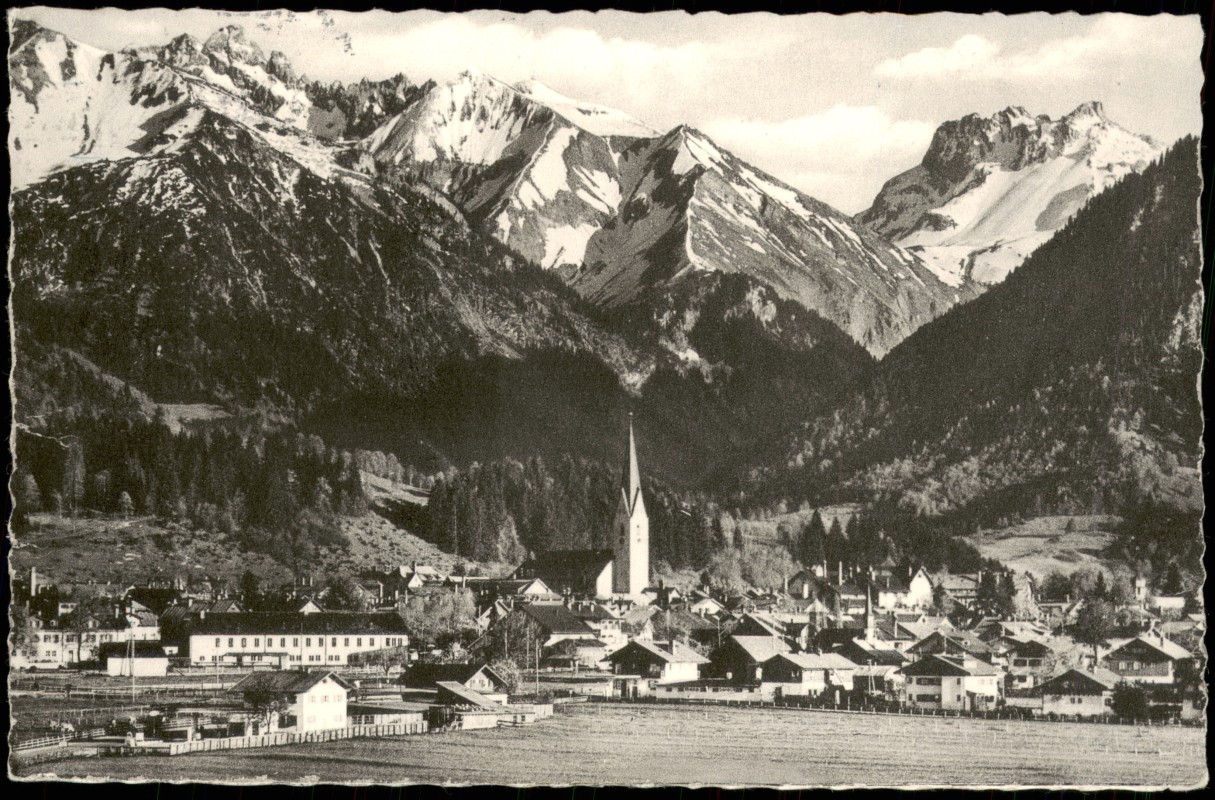 zoom: Image side vintage Postcard from 1961: Panorama-Ansicht Allgäu:: Oberstdorf