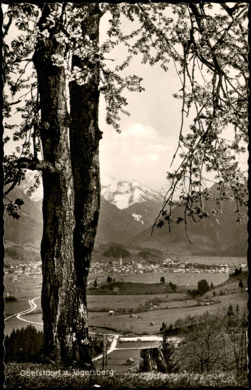 zoom: Image side vintage Postcard from 1965: Panorama-Ansicht Blick vom Jägersberg:: Oberstdorf