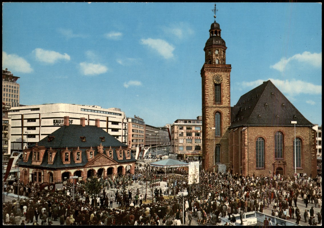 vergrößern: Bildseite historische Ansichtskarte von 1968: Einweihung der U-Bahn am 4. 10. Hauptwache:: Frankfurt am Main
