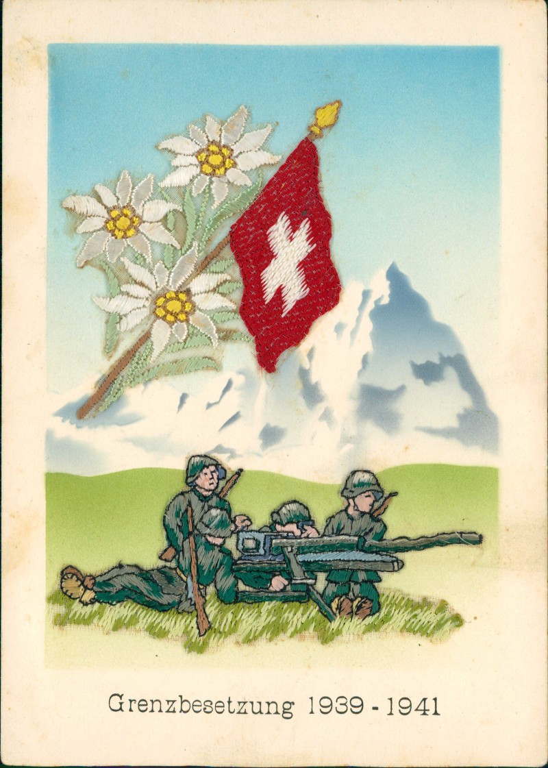 vergrößern: Bildseite historische Ansichtskarte von 1941: Schweiz Helvetia Suisse Grenzbesetzung 1939-1941::