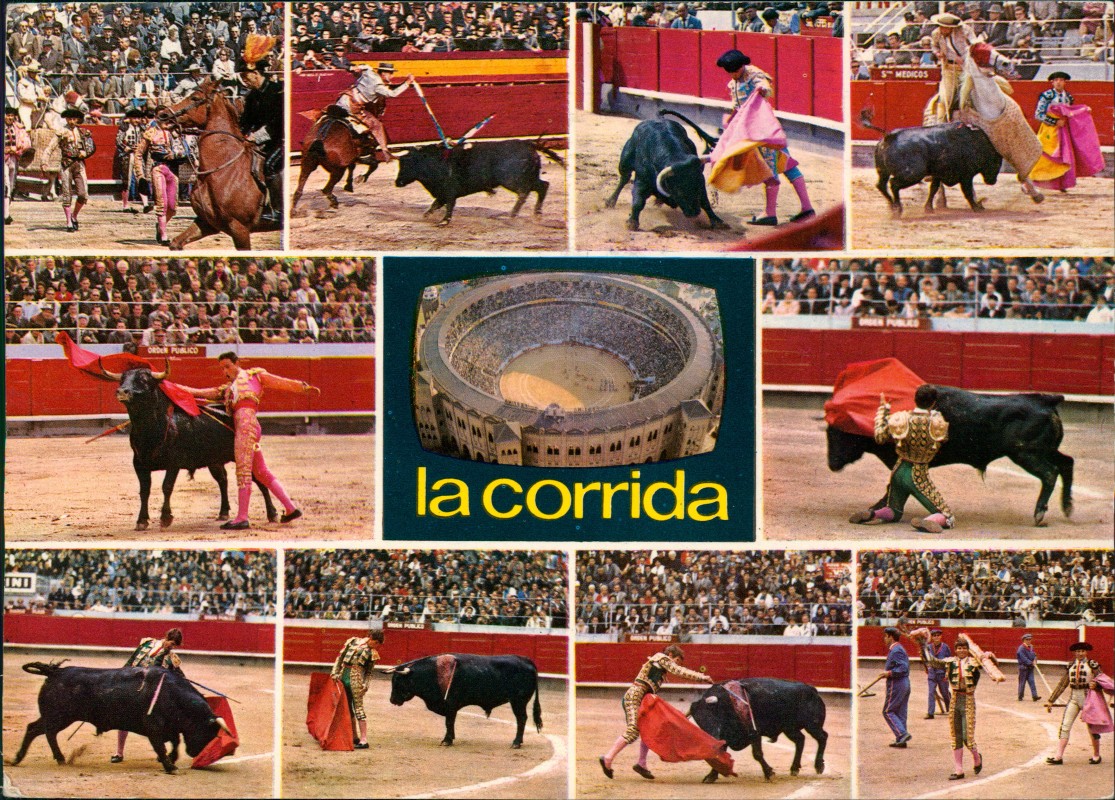 vergrößern: Bildseite historische Ansichtskarte von 1970: Mehrbildkarte Spanien Stierkampf LA CORRIDA::