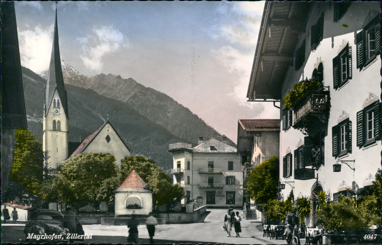 zoom: Image side vintage Postcard from 1961: Straßenpartie - Colorfoto AK:: Mayrhofen
