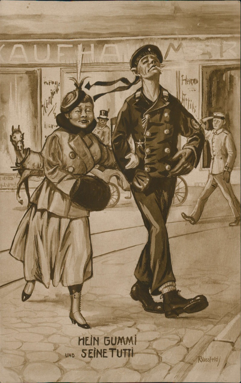 zoom: Image side vintage Postcard from 1929: Scherzkarte Künstlerkarte Blossfeld HEIN GUMMI UND SEINE TUTTI::