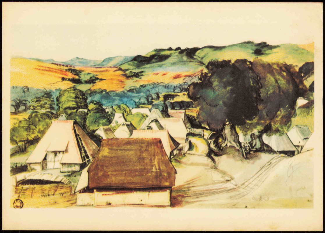 vergrößern: Bildseite historische Ansichtskarte von 1970: Künstlerkarte Kunstwerk: ALBRECHT DÜRER Das Dorf Kalkreuth bei Nürnberg::