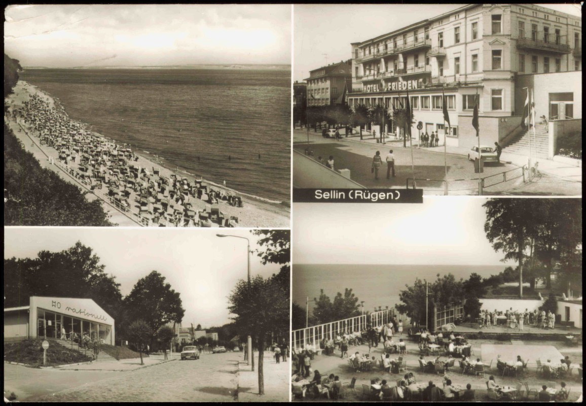 zoom: Image side vintage Postcard from 1983: DDR Mehrbildkarte mit Hotel Frieden, Ostsee Strand uvm.:: Sellin