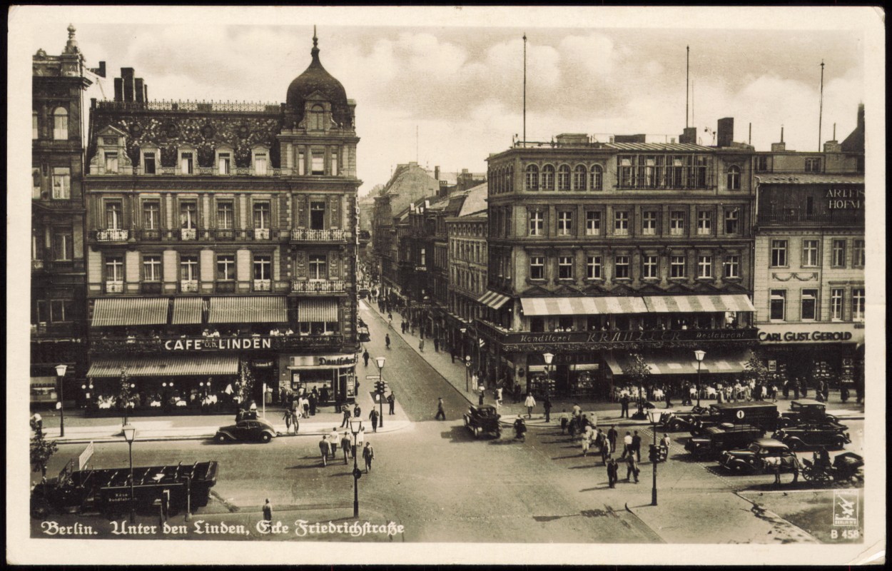 zoom: Image side vintage Postcard from 1942: Unter den Linden, Ecke Friedrichstraße:: Mitte-Berlin