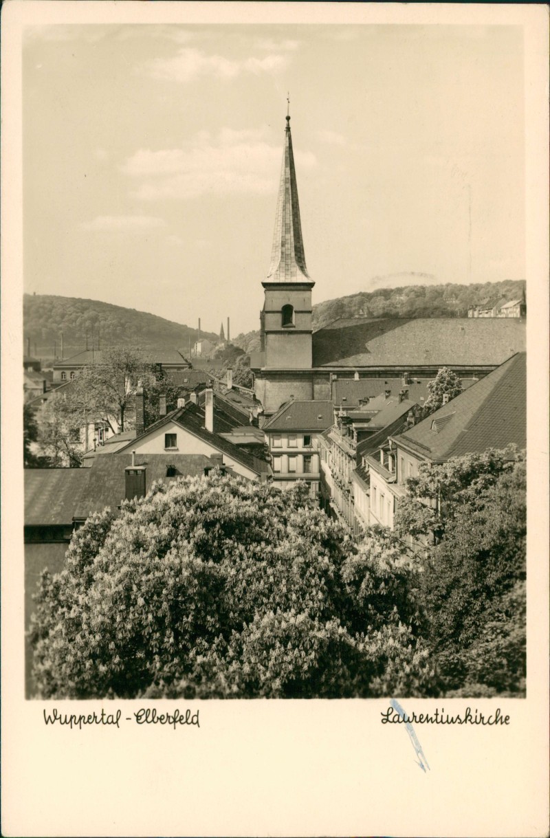 vergrößern: Bildseite historische Ansichtskarte von 1953: Laurentiuskirche - Stadt:: Elberfeld-Wuppertal