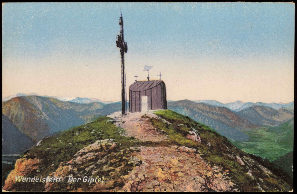zoom: Image side vintage Postcard from 1914: Wendelstein Der Gipfel Wetterwarte:: Bayrischzell