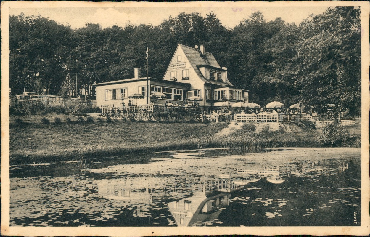 zoom: Image side vintage Postcard from 1936: Waldeinkehr zum Klein-Erzgebirge Restaurant Erzgebirge:: Oederan