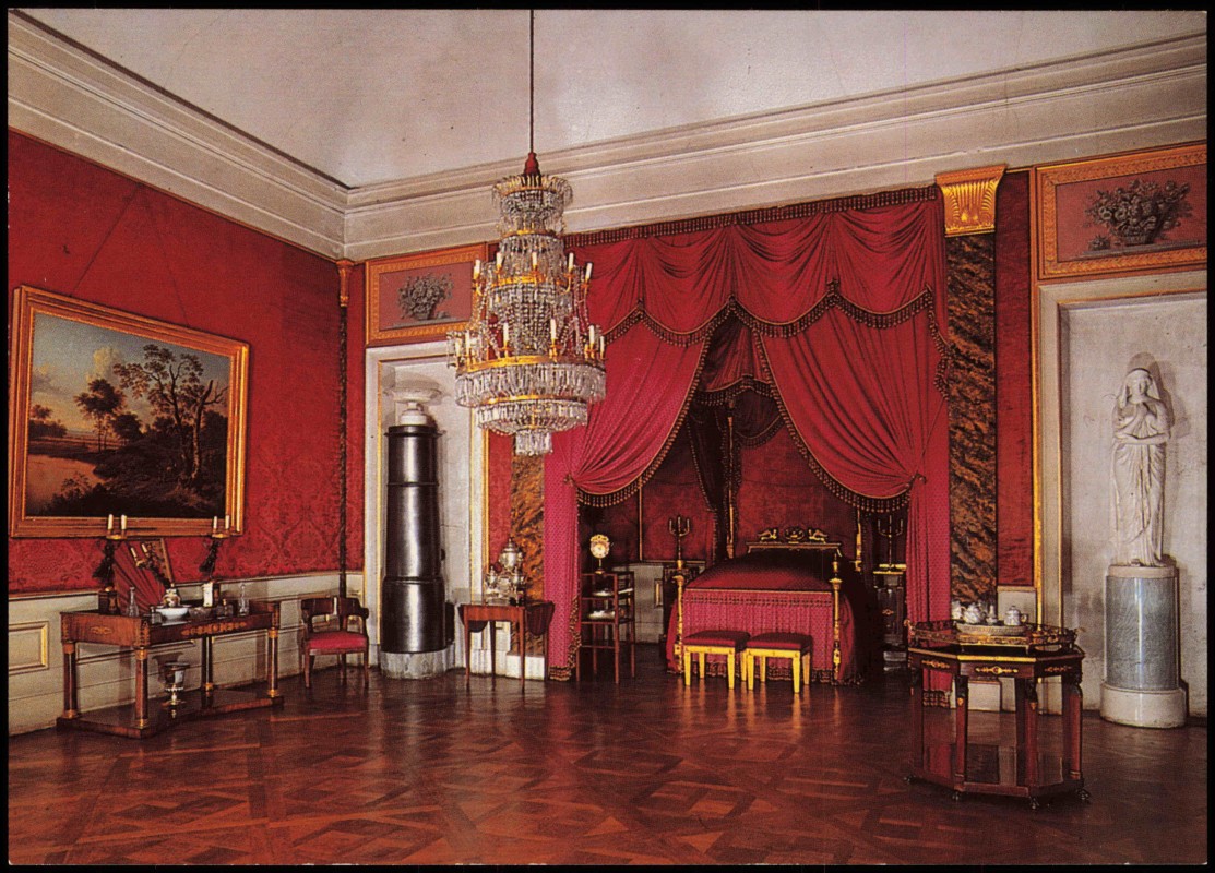 zoom: Image side vintage Postcard from 1980: Residenzschloss Schloß-Schlafzimmer der Königin:: Ludwigsburg