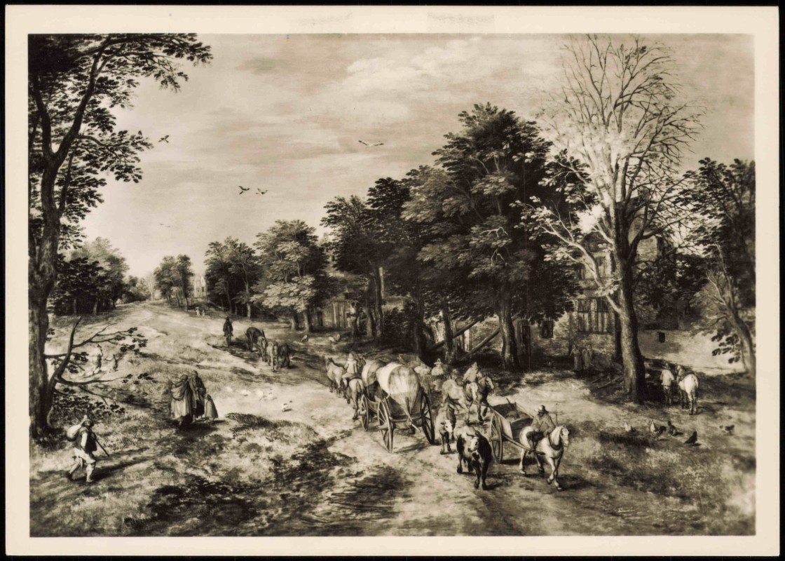 vergrößern: Bildseite historische Ansichtskarte von 1963: Künstlerkarte: Gemälde SCHLOSSMUSEUM GOTHA SCHLOSS FRIEDENSTEIN Bruegel, Jan, d. A. (1568-1625)::