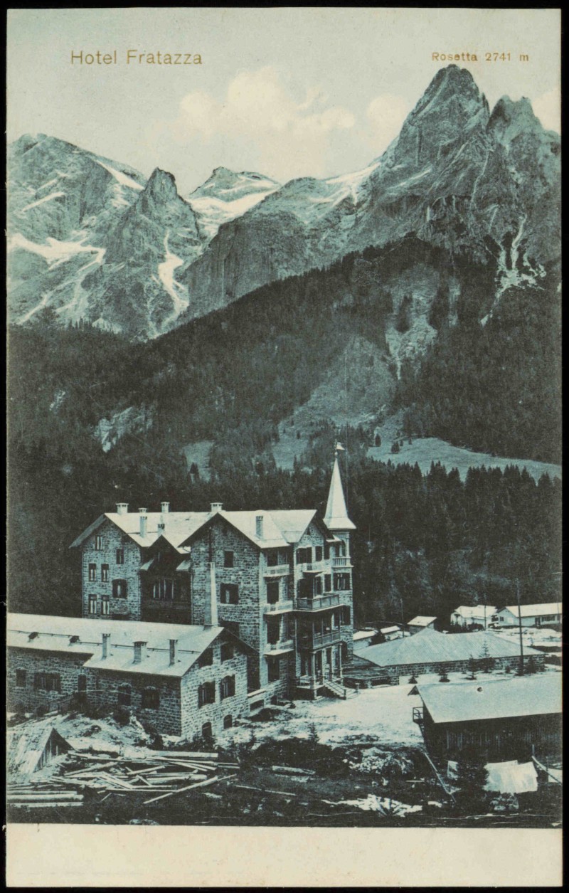 zoom: Image side vintage Postcard from 1912: Hotel Fratazza:: San Martino di Castrozza