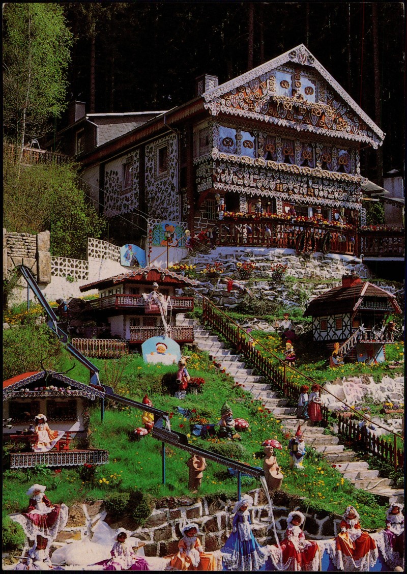 zoom: Image side vintage Postcard from 1990: Saalburger Märchenwald Café und Imbiẞ:: Saalburg-Ebersdorf (Saale)