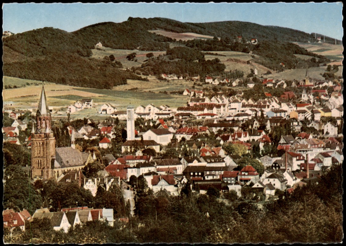 zoom: Image side vintage Postcard from 1961: Panorama-Ansicht; Ort im Sauerland:: Letmathe-Iserlohn