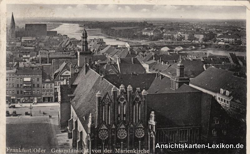 vergrößern: Bildseite historische Ansichtskarte von 1937: Blick von der Marienkirche:: Frankfurt (Oder)