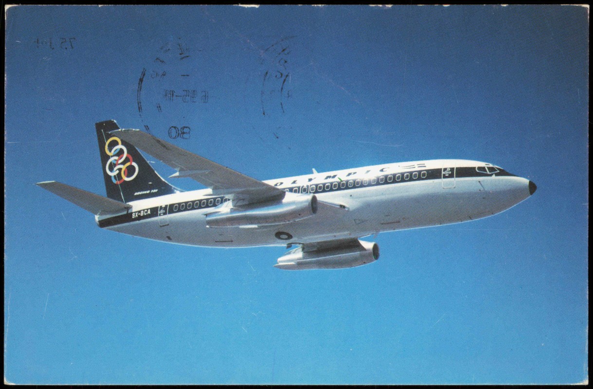 vergrößern: Bildseite historische Ansichtskarte von 1994: Flugzeug Airplane Avion Olympic Airways Boeing 737-200::