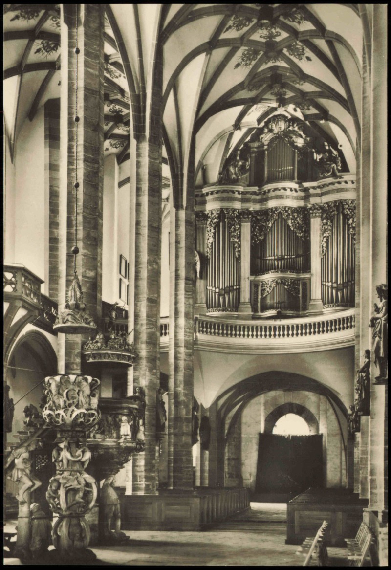 zoom: Image side vintage Postcard from 1970: Dom St. Marien Blick nach der Westempore mit der von Gottfried Silbermann:: Freiberg (Sachsen)