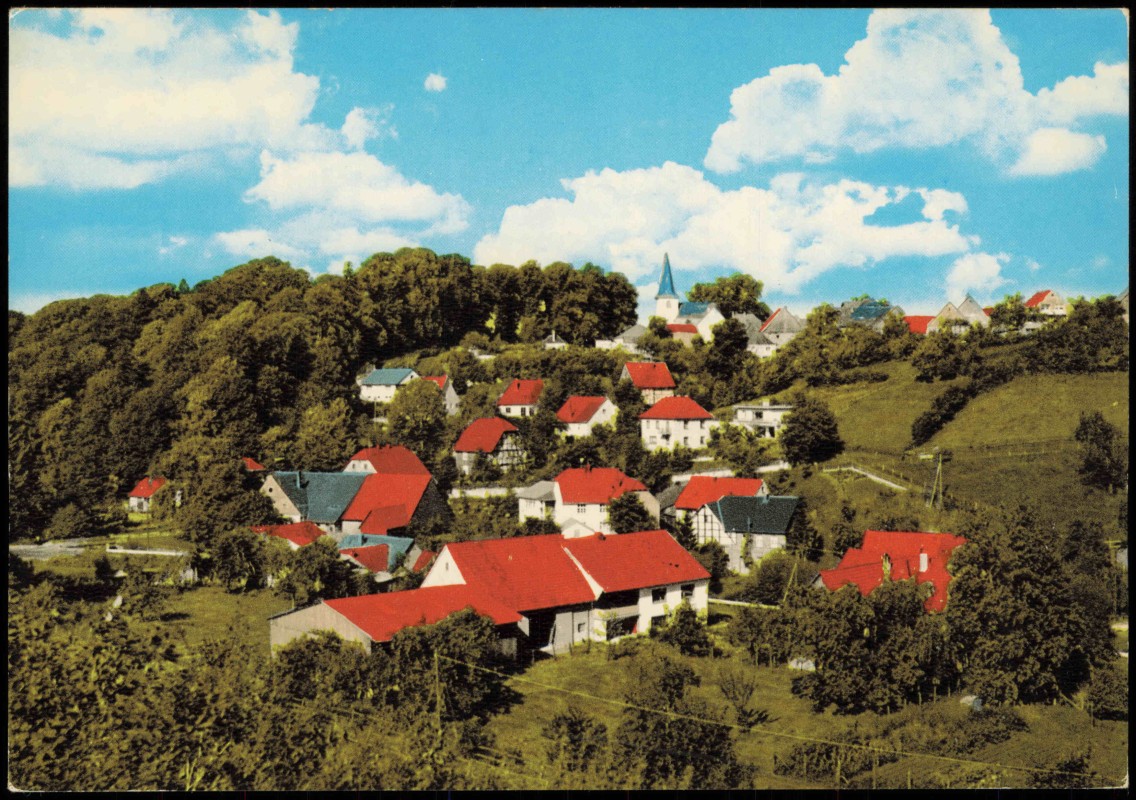 vergrößern: Bildseite historische Ansichtskarte von 1977: Ortsteil: Kesselbach - Wasserplatz:: Fürstenberg Westfalen-Wünnenberg