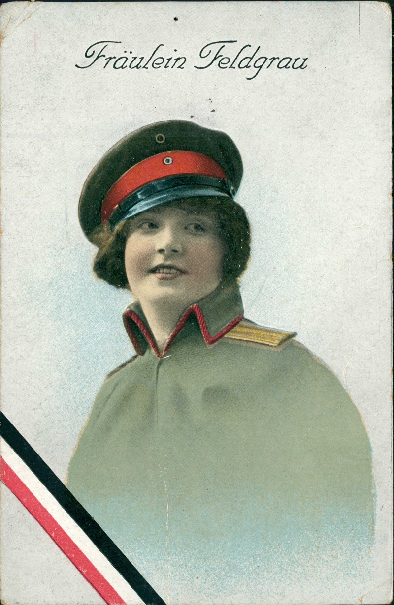 zoom: Image side vintage Postcard from 1917: Militär Fräulein Feldgrau Liebe Sehnsucht WK1::