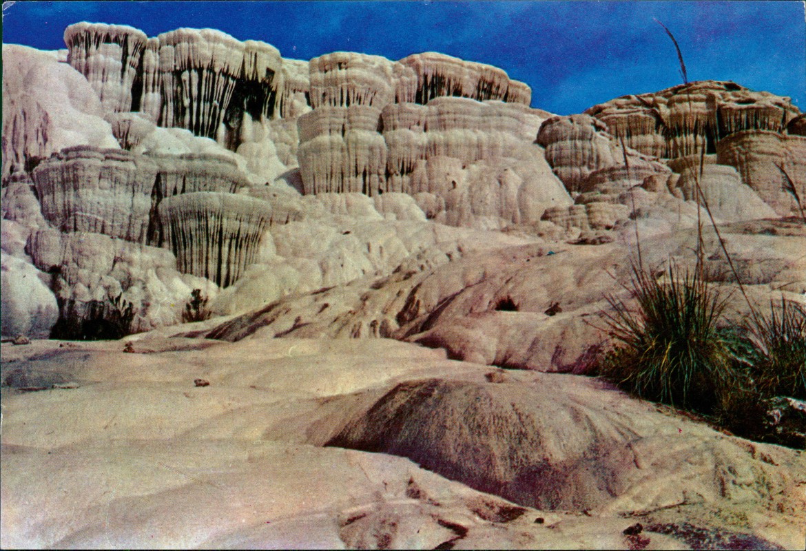 zoom: Image side vintage Postcard from 1974: Kalksinterterrassen von Pamukkale:: Pamukkale