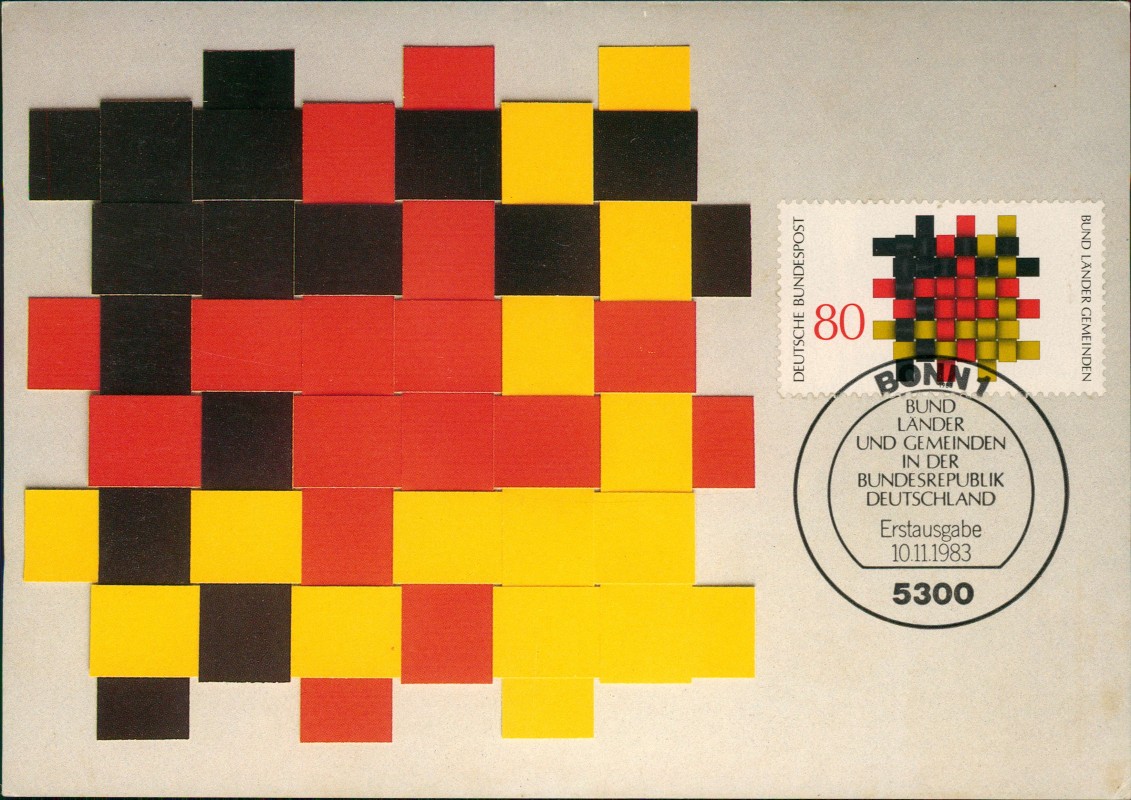 vergrößern: Bildseite historische Ansichtskarte von 1983: Bund, Länder, Gemeinden - Zusammenwirken staatlicher Aufgaben::