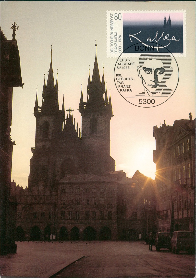 zoom: Image side vintage Postcard from 1983: Teynkirche in Prag - Franz Kafka Maximumkarte:: Prague