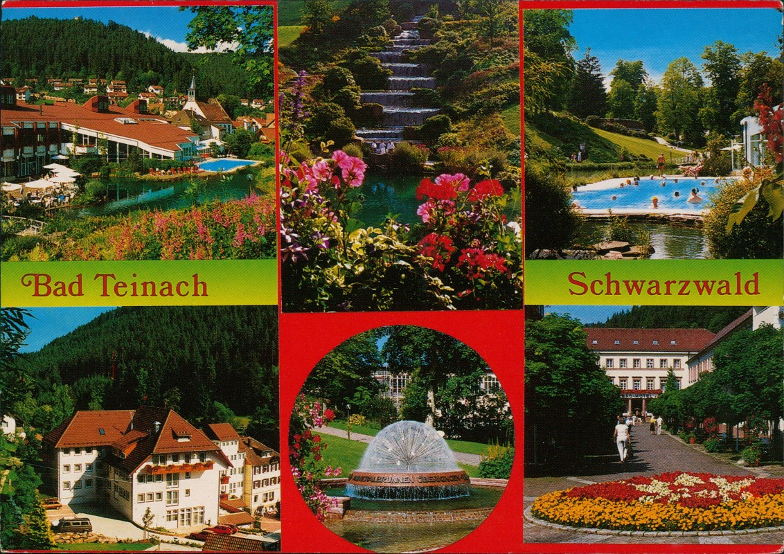 zoom: Image side vintage Postcard from 1991: Mehrbildkarte mit Ortsansichten u.a. Freibad:: Bad Teinach-Zavelstein