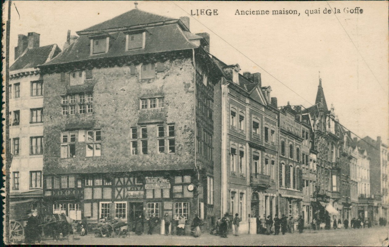vergrößern: Bildseite historische Ansichtskarte von 1915: Ancienne maison, quai de la Goffe:: Lüttich