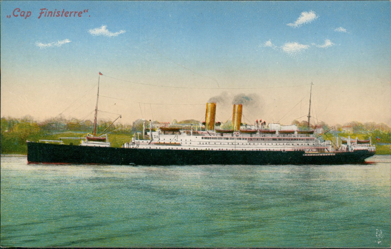 zoom: Image side vintage Postcard from 1912: Schiffe Dampfer Steamer Cap Finisterre::