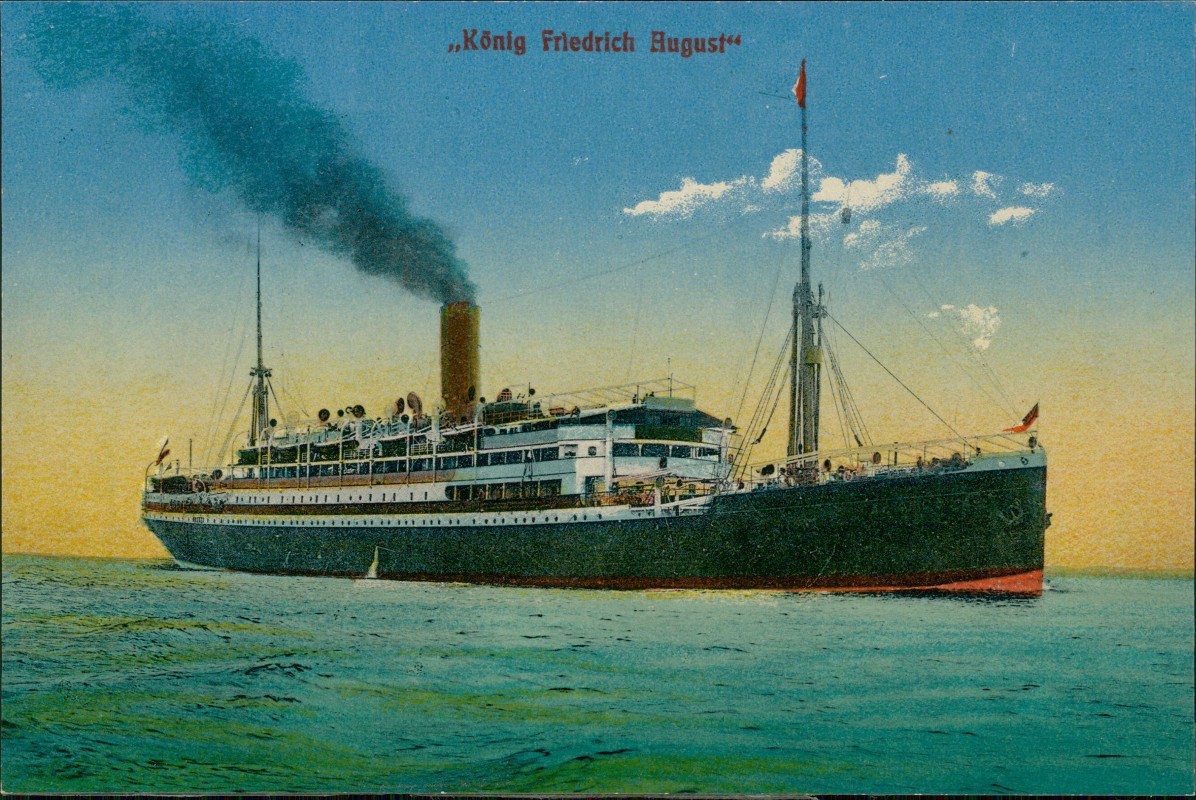 zoom: Image side vintage Postcard from 1912: Schiffe Dampfer Steamer König Friedrich August::