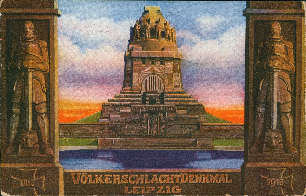 zoom: Image side vintage Postcard from 1913: Völkerschlachtdenkmal Künstlerkarte:: Leipzig