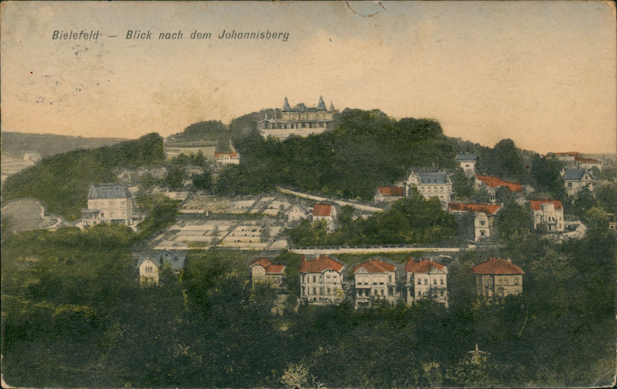 zoom: Image side vintage Postcard from 1913: Blick nach dem Johannisberg:: Bielefeld
