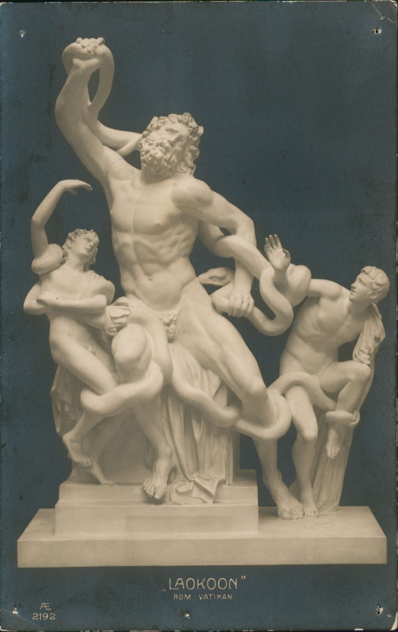 zoom: Image side vintage Postcard from 1907: Statue Plastik Skulptur Büste Laokoon Rom Vatikan::