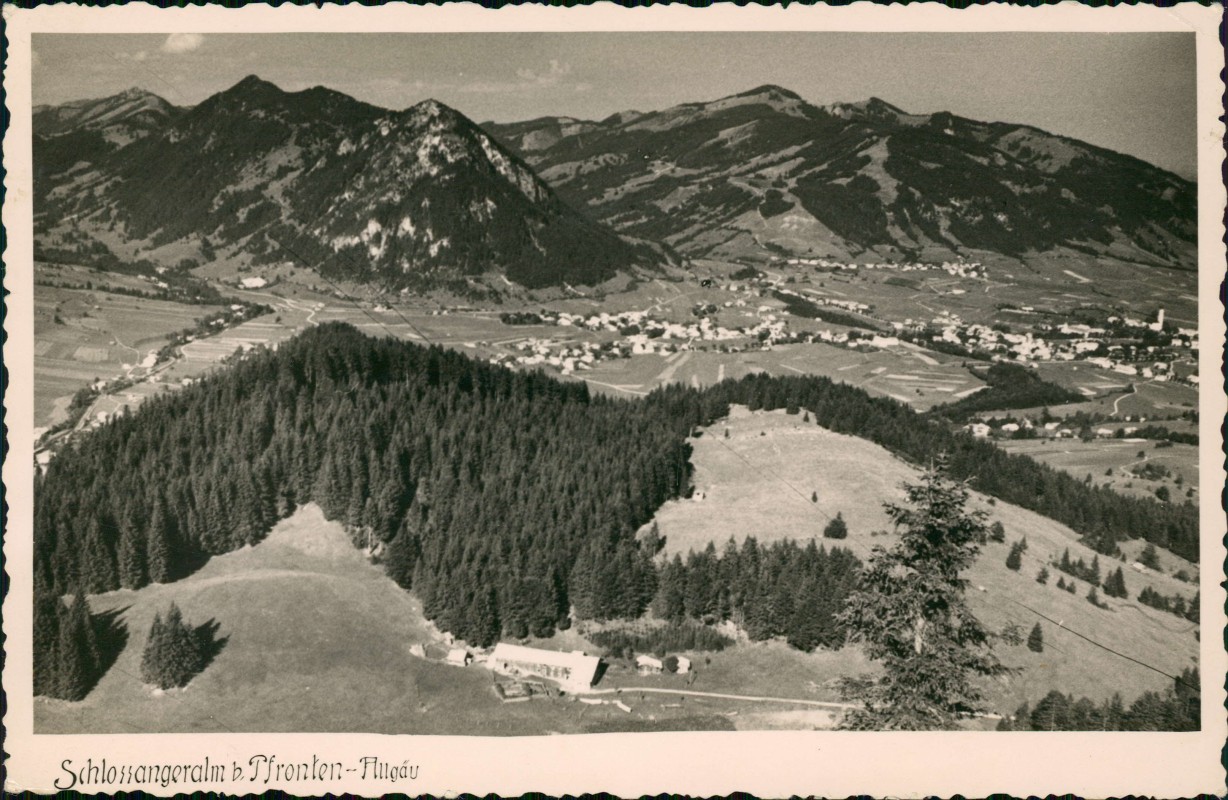 zoom: Image side vintage Postcard from 1931: Schlossangeralm Allgäu:: Pfronten (Allgäu)