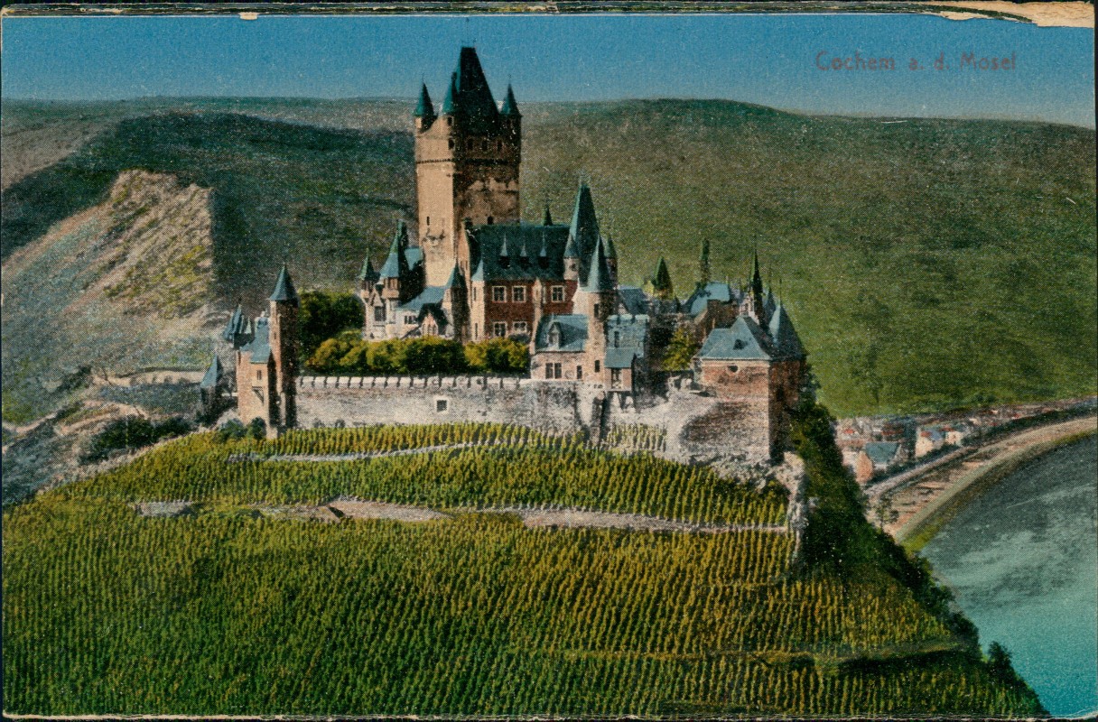 vergrößern: Bildseite historische Ansichtskarte von 1910: Reichsburg Cochem an der Mosel:: Cochem