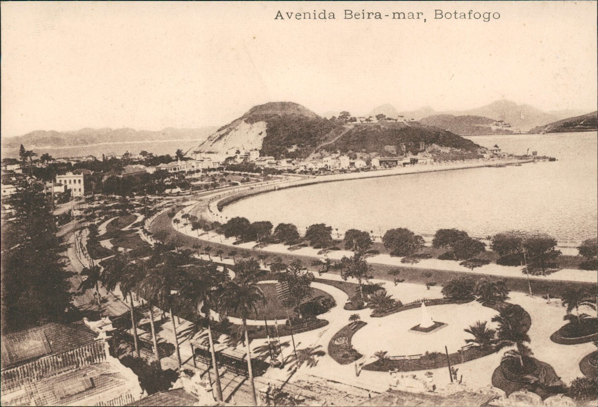 zoom: Image side vintage Postcard from 1912: Avenida Beira-mar:: Botafogo-Rio de Janeiro
