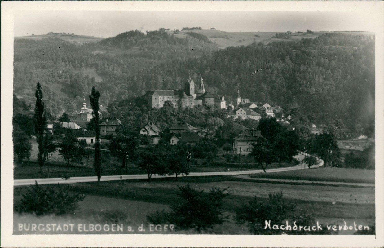 zoom: Image side vintage Postcard from 1929: Stadtblick:: Loket