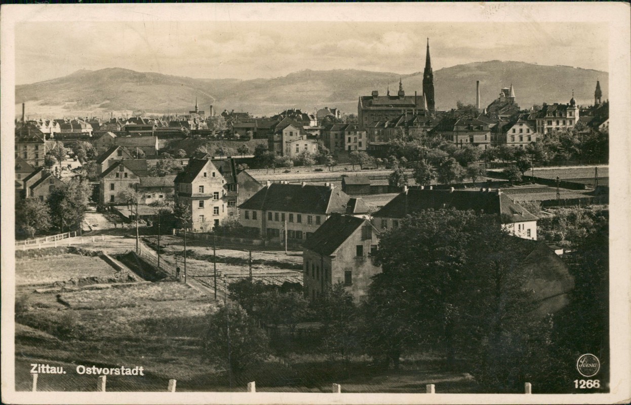 zoom: Image side vintage Postcard from 1937: Partie in der Ostvorstadt:: Zittau