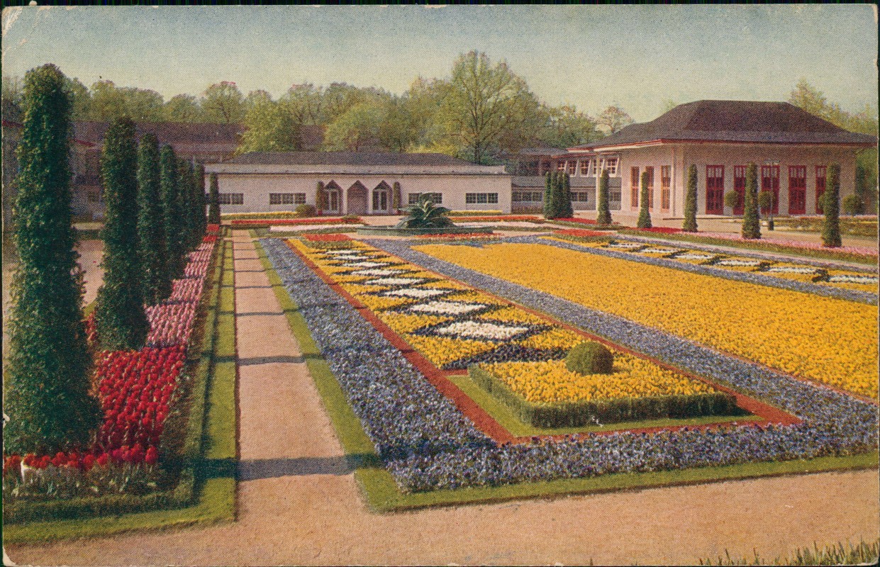 zoom: Image side vintage Postcard from 1926: Jubiläums - Gartenbau - Ausstellung Schmuckanlage:: Dresden