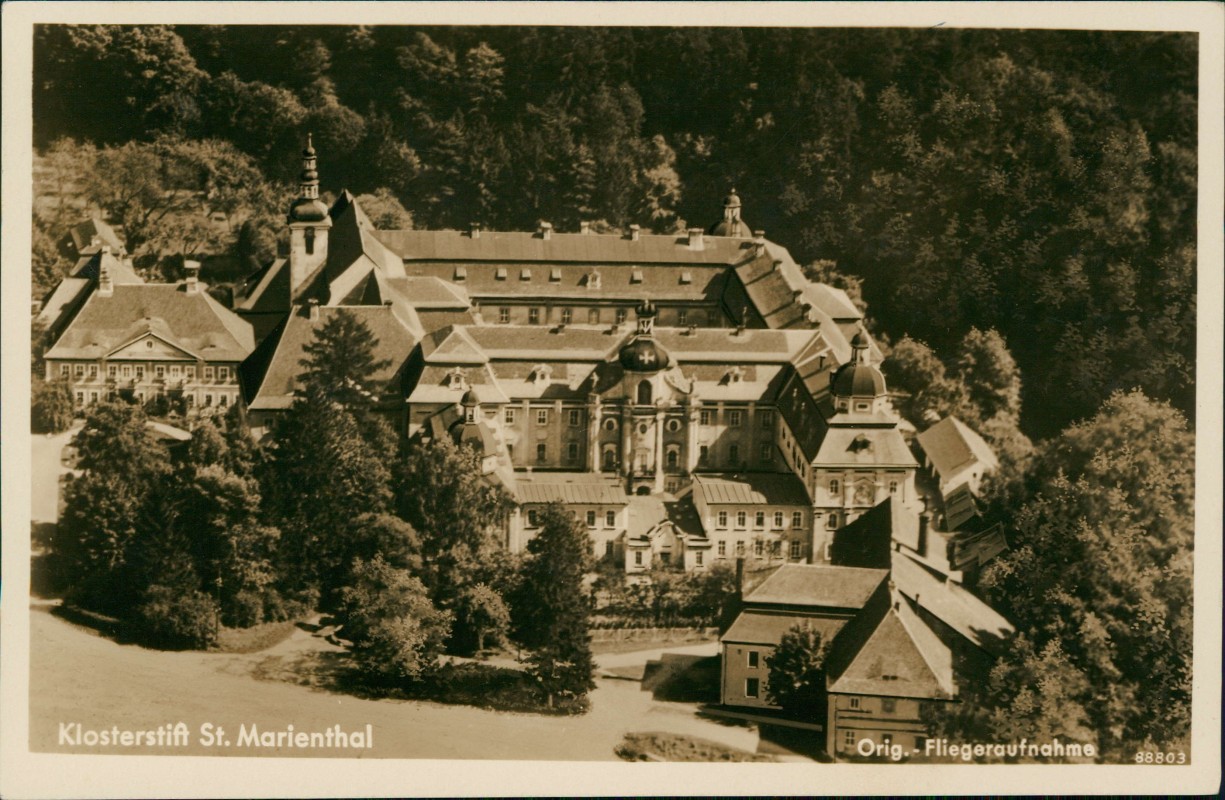 zoom: Image side vintage Postcard from 1932: Luftbild  Kloster St. Marienthal Oberlausitz:: Ostritz (Oberlausitz)