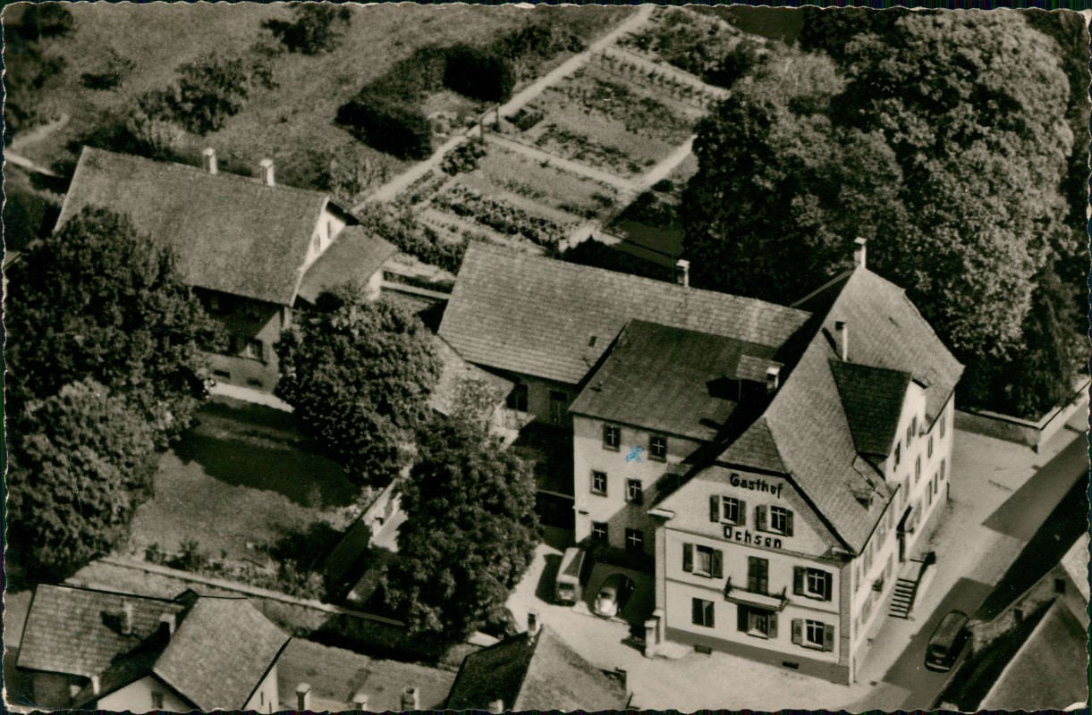 zoom: Image side vintage Postcard from 1968: Luftaufnahme Luftbild Landgasthof Ochsen:: Kandern (LK Lörrach)